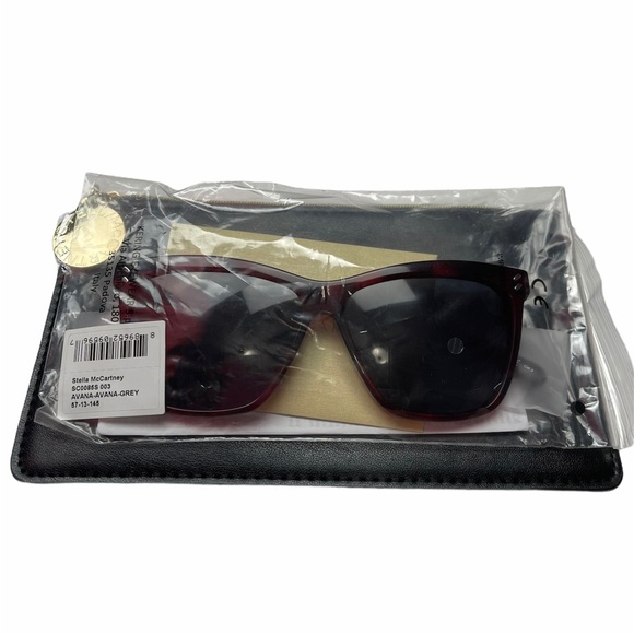 STELLA MCCARTNEY Avana Sunglasses Square Red Frame Grey Lenses NWT - Picture 5 of 9